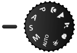 Camera mode dial set to shutter priority mode
