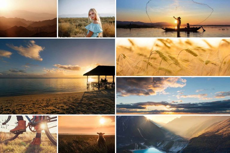 Collage of golden hour images.