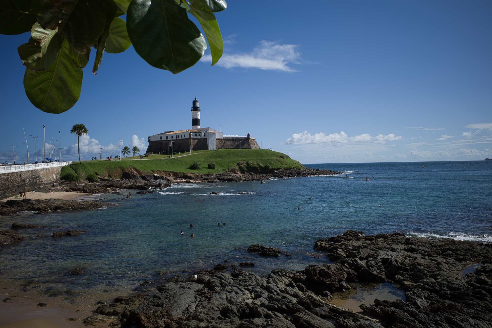 A lighthouse on a coast before editing.