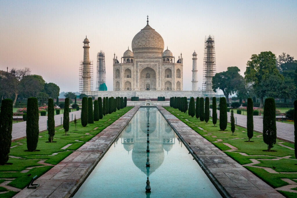 The Taj Mahal from the front.