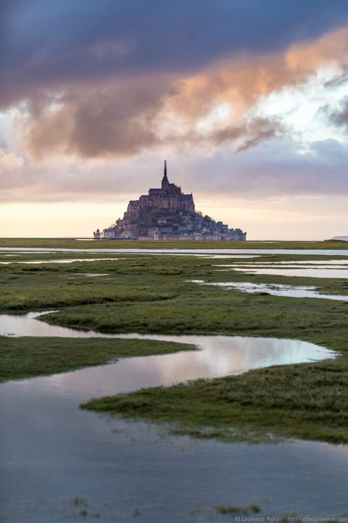 Winding waters leading up to Mont St. Michel.